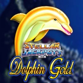 Dolphin Gold with Stellar Jackpots online game logo by Lightning Box Game on locowincasinos-es.com